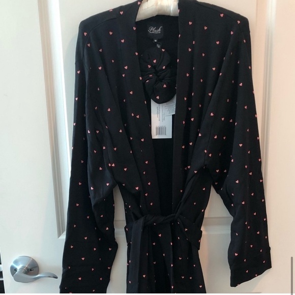 Plush Apparel Fleece Heart Print Robe NW T - Picture 7 of 13